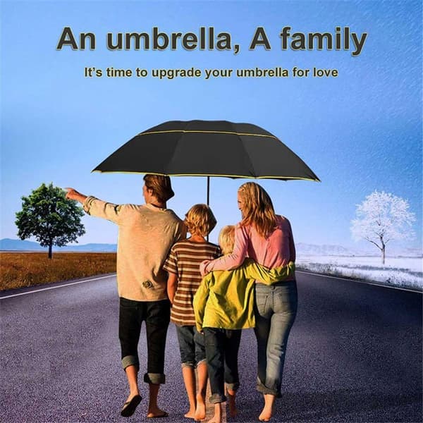130 cm Extra Stort Golfparaply, Vikbart, Stormsäkert, Vindtätt, Vattentätt, Dubbla Lager Paraplyöverdrag