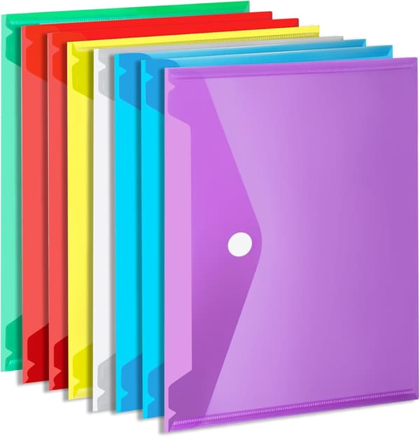 Plastkuvert, 8-pack plastmappar för dokument, A4 plastmapp, plastkuvert för dokument