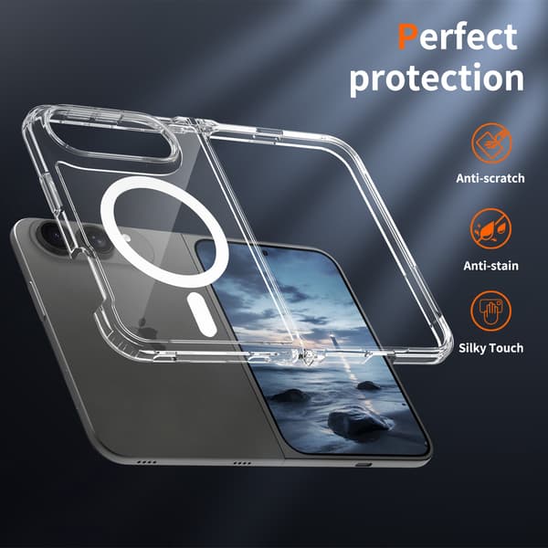 Transparent magnetiskt fodral för Apple iPhone 18 Duo (vänster-höger vikbart skyddsfodral)