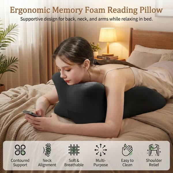 27° Ergonomisk Parpude - Premium Hukommelsesskum Multi-Støttepude | Letvægts & Maskinvaskbart Design | til Sofa, Seng, Kontorbrug (Sort)
