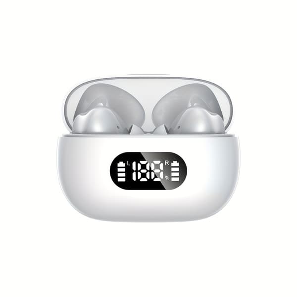 Trådløse Bluetooth In-Ear Hodetelefoner med LED Ladeetui og Mikrofon Hvit hvit