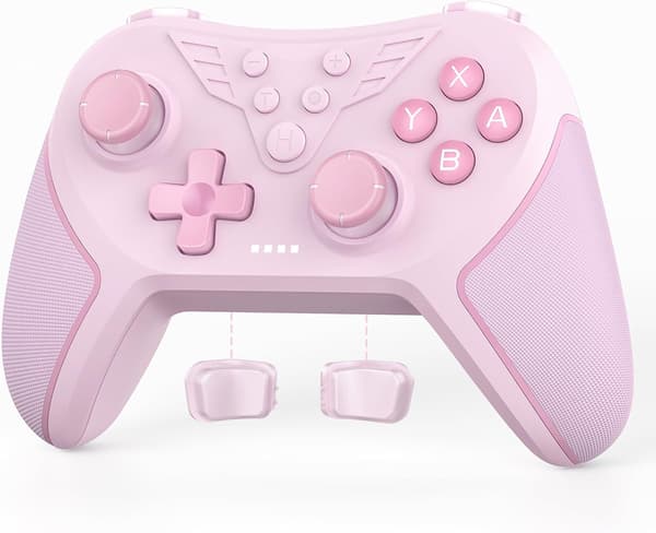 Controller til Switch, trådløs controller kompatibel med Switch Lite/Oled, TURBO/Macro programmering/justerbar vibration/6-akset gyroskop - Pink Pink