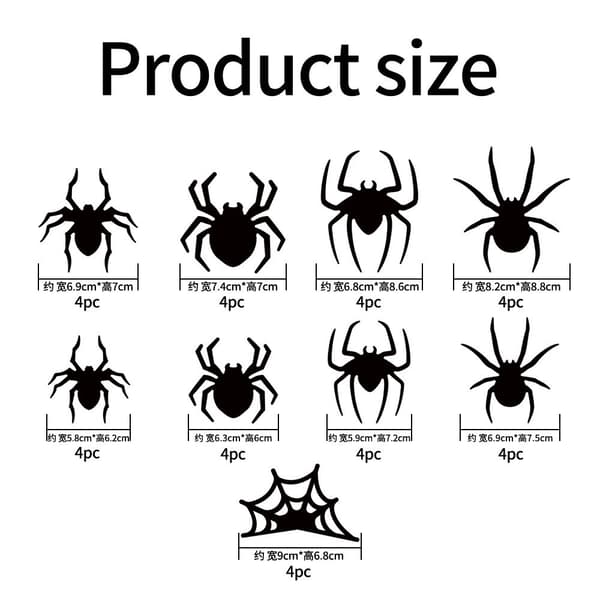 LED-fladdermöss och spindlar Halloween-dekorationer, inredning, 3D-lysande fladdermusväggdekor spider 36Pack