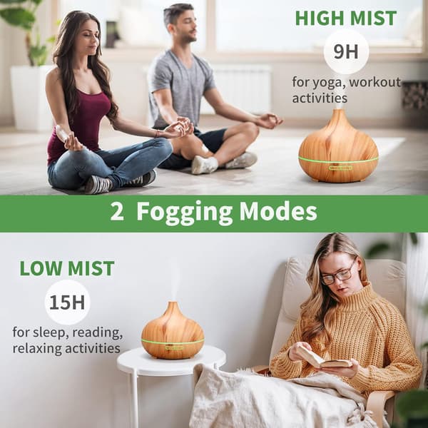 Eterisk oljediffuser 500ml Ultralyd Aromaterapi Luftfukter, Cool Mist Aroma Diffuser, 7 Farge LED-lys, 4 Timer, Luftfrisker, Luftfukter