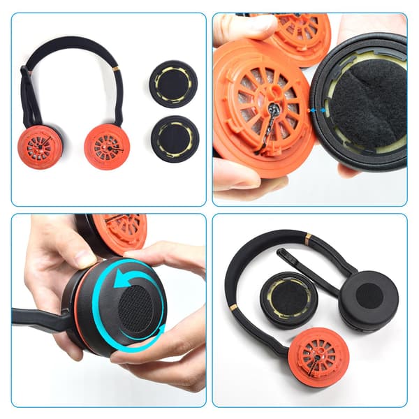 Øreputer til Jabra Evolve 75 / 75+ / 75 UC / 75MS Svart Svart