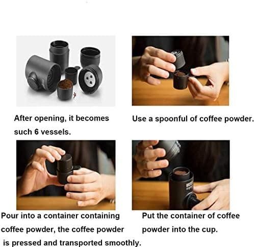 Bærbar espressomaskin, mini manuell kaffetrakter, kompatibel med koppkapsler og malt kaffe