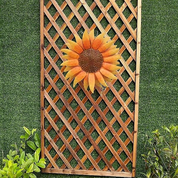 Metallblomma Väggdekor Solros Hängande Prydnad 3x2FT