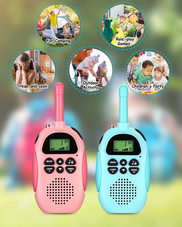 2-pak Walkie Talkies til børn, 22-kanals LCD-display