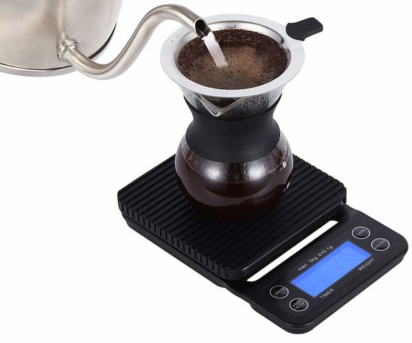 Digital køkkenvægt / kaffevægt 3 kg/0,1 g præcision Sort Sort