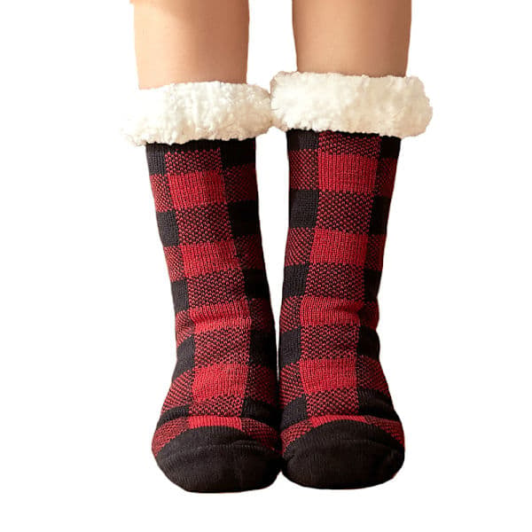 Fluffy fleeceforede vinter hjemmesko sokker til kvinder