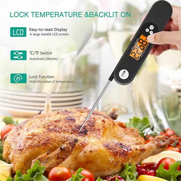 Sammenfoldeligt madtermometer BBQ Kød Køkkentermometer Bagning Mælk Vand Termometer