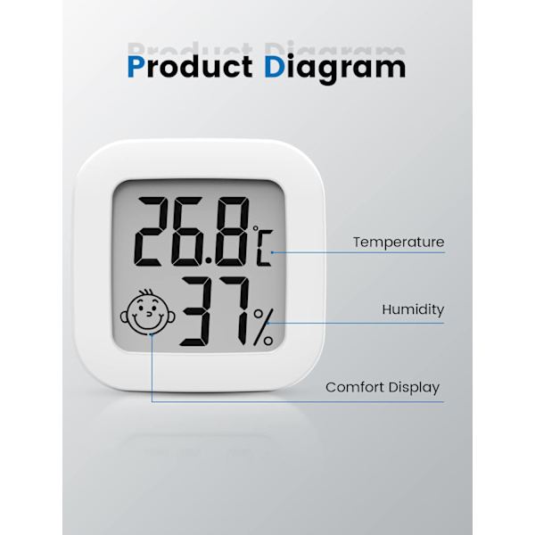 1 st Digital Termometer Hygrometer LCD för Inomhus- och Utomhusbruk