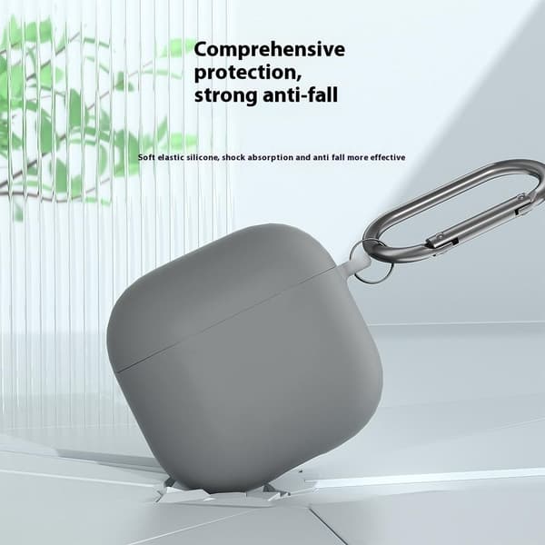AirPods 4 Cover med karabinhage Silikone Sort
