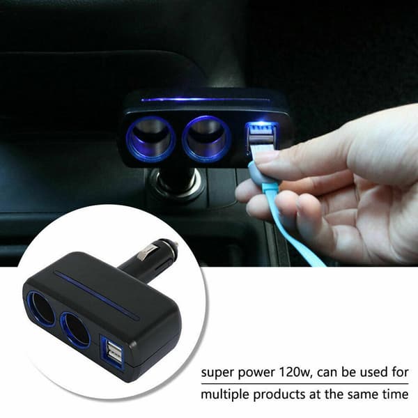 12V Bil Cigarettænder Stik Adapter Dobbelt USB Dobbelt Q2D3 Splitter Hurtig Forbinder