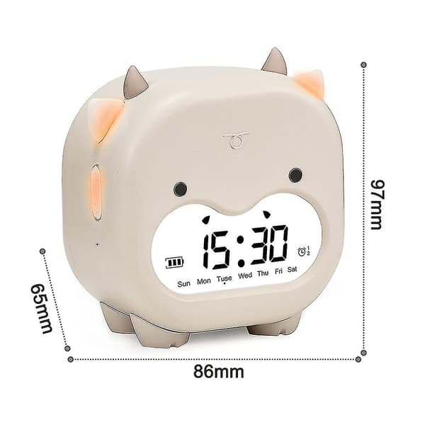 Koala Digital Väckarklocka, Vit, USB-uppladdningsbar Barnväckarklocka