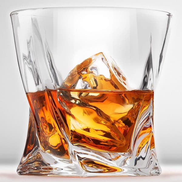 Lyxig presentförpackning för whisky, unika vridna Scotch-glas, diskmaskinssäkra, set med 2 blyfria glas