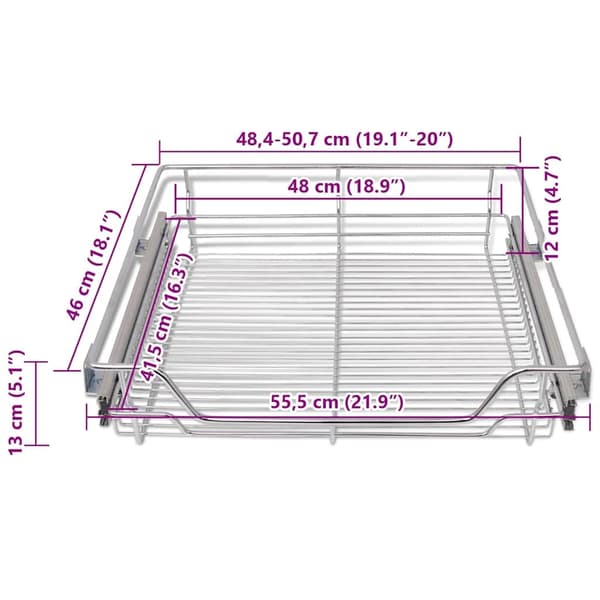 vidaXL Utdragbara trådkorgar 2 st Silver 600 mm Silver