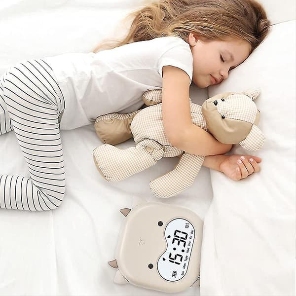 Koala Digital Väckarklocka, Vit, USB-uppladdningsbar Barnväckarklocka