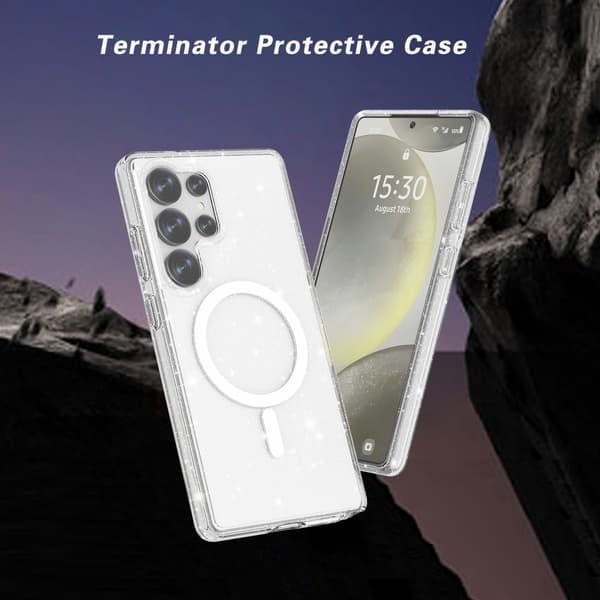Glitter MagSafe Cover Samsung Galaxy S25 Ultra Transparent