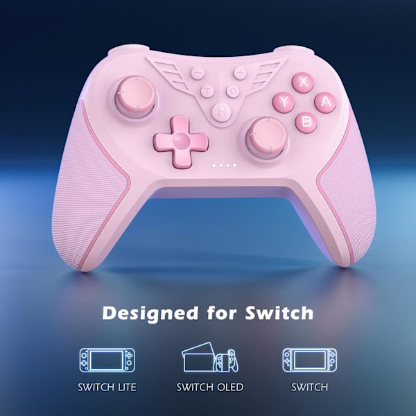 Controller til Switch, trådløs controller kompatibel med Switch Lite/Oled, TURBO/Macro programmering/justerbar vibration/6-akset gyroskop - Pink Pink