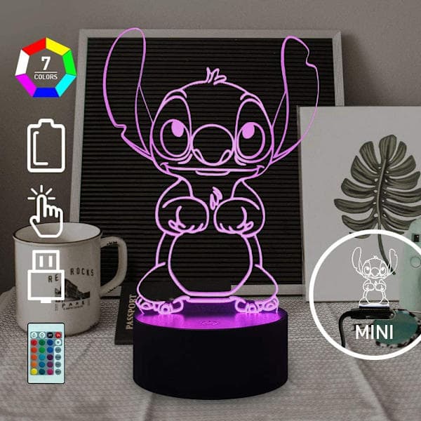 Lilo Stitch Lampe Tegneserie Søt Stitch Figur Venner 3D LED