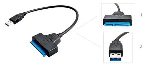 USB 3.0 - SATA 3 -sovitin - Sopii HDD / SSD -kiintolevyille - Musta