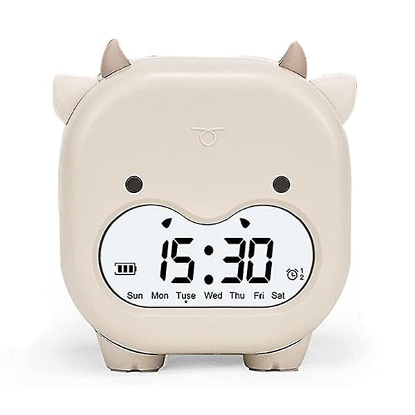Koala Digital Väckarklocka, Vit, USB-uppladdningsbar Barnväckarklocka