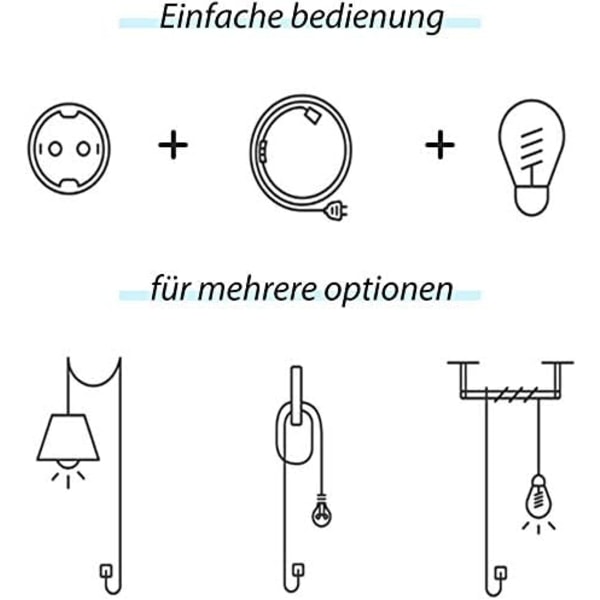 Kärntygsladd, 3,5 m kabelsladd, E27-sockel med strömbrytare, för Creative Pendel eller bordslampa, svart