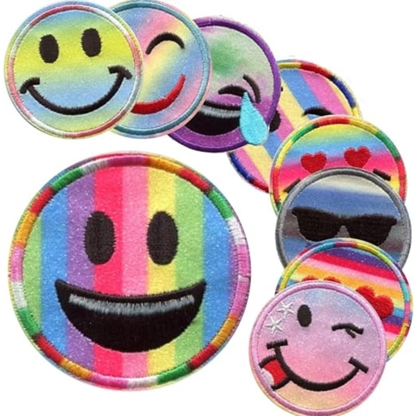ACY Clothing Emoji-lappar - 9 lappar (6,3 cm) för att sy barns smiley -broderimönster