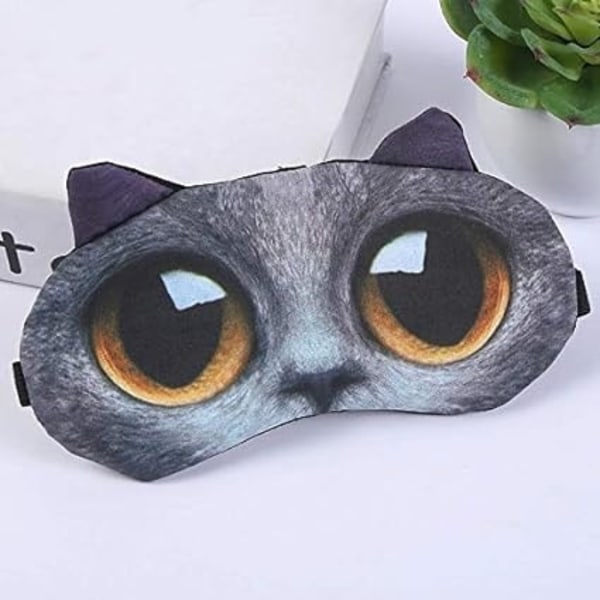 ACY (Cute Cat 4 Pieces) 4-pack sovmask, Animal Sleeping Mask Mjuk och fluffig ögonmask för Sle