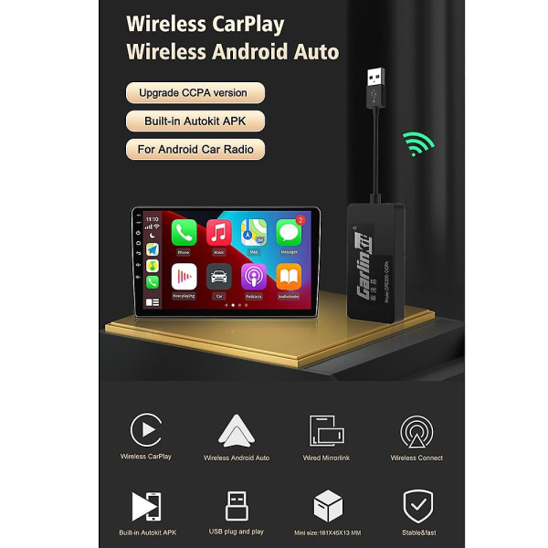 Trådlös Carplay Adapter Trådlös Android Auto Dongle För Android Screen Car Ariplay Smart Link Io00