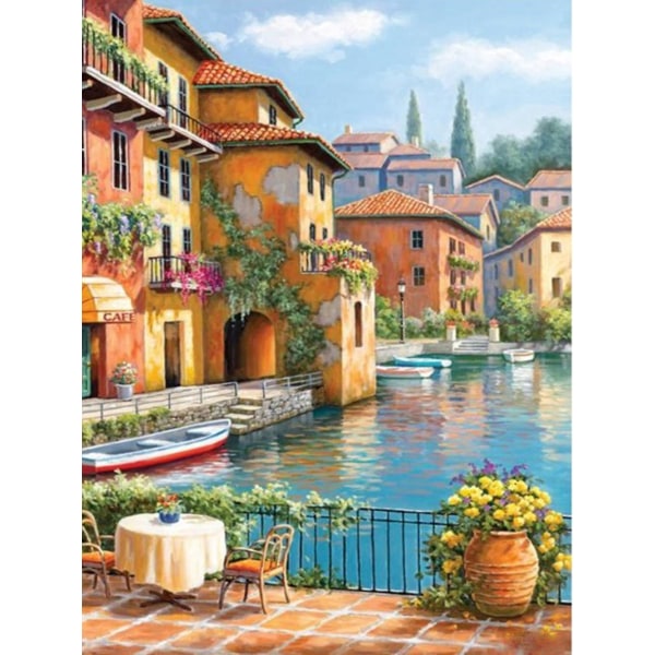 30x40 Cm 5d Peinture Diamant Diy Complet,srie De Paysages De Petites Villes Peinture Au Diamant Diy Diamond Strass Toile Point De Croix Målning