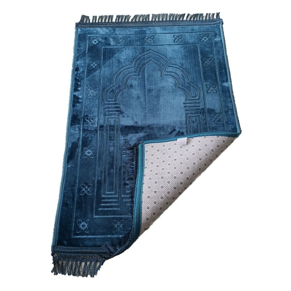 ACY Blue Velvet Mihrab Style Bönematta | Muslimsk bönematta | Mått: 120 x 80 cm - Tillverkad i Tur