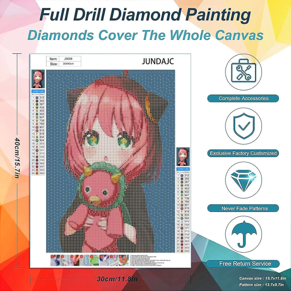 anime Fille 30x40cm Diamond painting Pour Enfants Diy 5d Strass Complet Diamant Peinture Set Pour Adulte Ronde Pierre Broderie Diamant Pour M