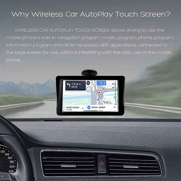 Universal 7 tums bilradio Multimedia Videospelare Trådlös Carplay Tablet Android Pekskärm Blu00