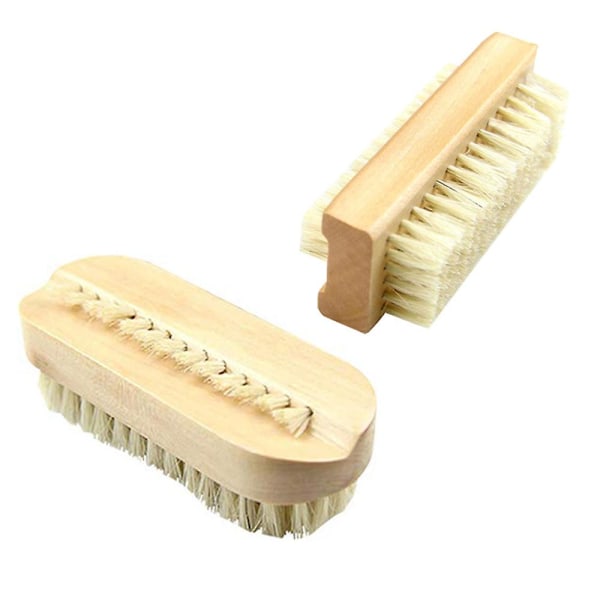 2 delar dubbelsidig borste Handtvättborste med naturliga borst, nagelhandrengöringsborstefinger