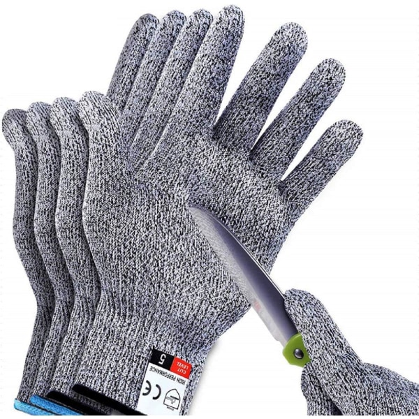 Skärbeständiga arbetshandskar för män Nivå 5 Säkerhetshandskar Köksslaktare Utomhusarbete Skärbeständiga handskar 2 par (storlek M & L)