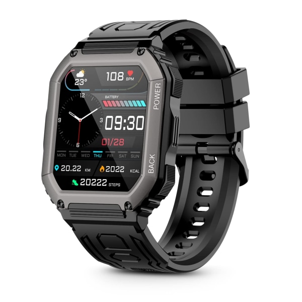 Smart watch med Bluetooth samtal (Svara/Ring) Watch utomhus för Android och iPhone 5ATM Vattentät watch Large Screen Fitness Tracker00