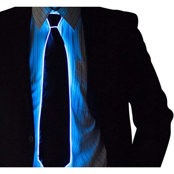 (Blå)LED Tie Light Up Neck Tie Glow Light Up Neon Led Slips LED Light Up Slips Cool Novelty Neckti