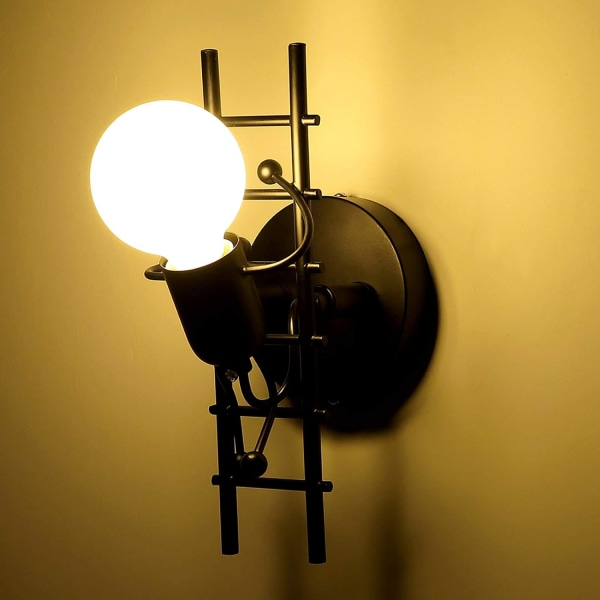 Creative Human Shape Vägglampa inomhus Modern Vägglampa Art Deco Vägglampa Max 60W E27 Lämplig för sovrum, barnrum, korridor, matsal, Stai