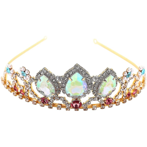 Födelsedagspresent för flickor Rapunzel Tiara Aurora Borealis Stone Sparkle Gold Crown Halloween Princess Tangl