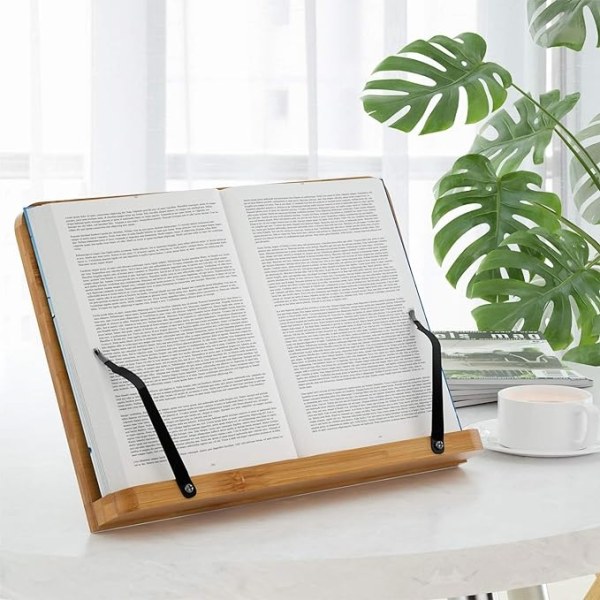 ACY Fällbart läsställ, bokhylla i bambu, 5-graders justerbart läsbord, lämplig för iPad,