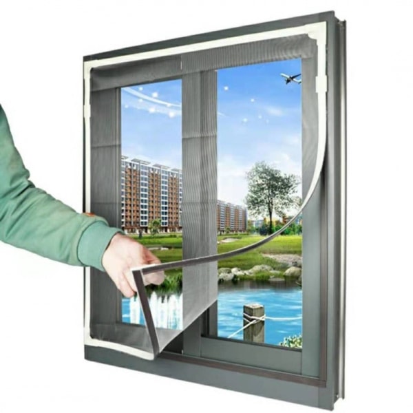 ACY Vit ram med grå tråd och magnetremsa, fönsterskärm med innovativ magnetfäste