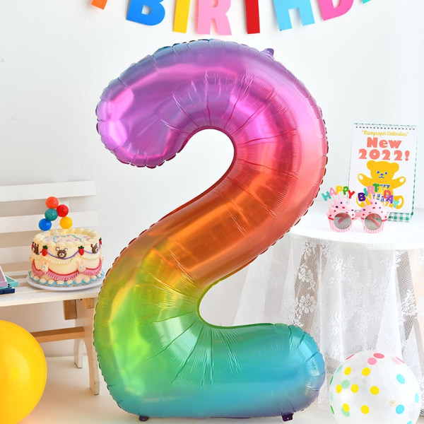 Färgglada 2 års födelsedagsballonger - Stor nummer 2 ballong nummer 2 - Grattis på födelsedagen dekorationsboll
