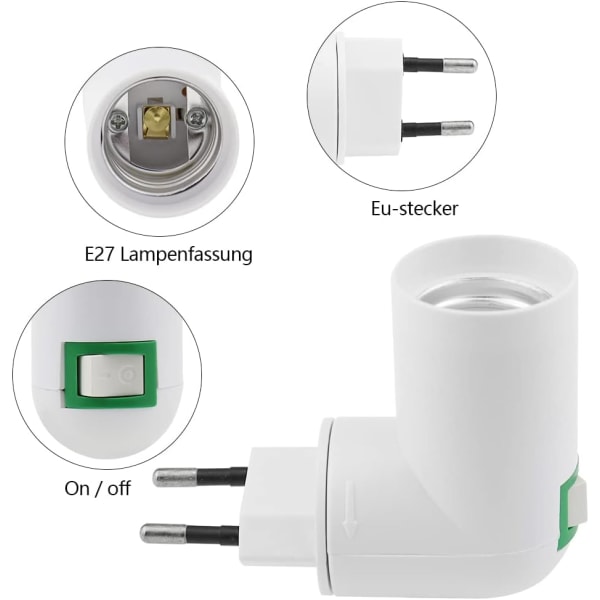 E27 Lamphållare Utan Kabel AC 230V E27 Lamphållare Tillverkad av flamskyddande miljövänlig PBT med strömbrytare EU-kontakt 180° vridbar köks-/garageljus |