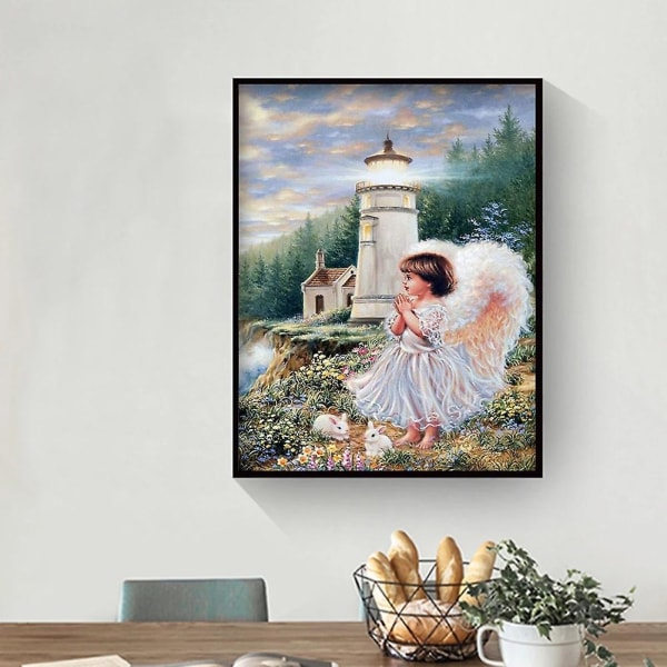 Diamond painting Ängel Full Rund Strassvägg Bild Diamanthartsmålningssats Strass