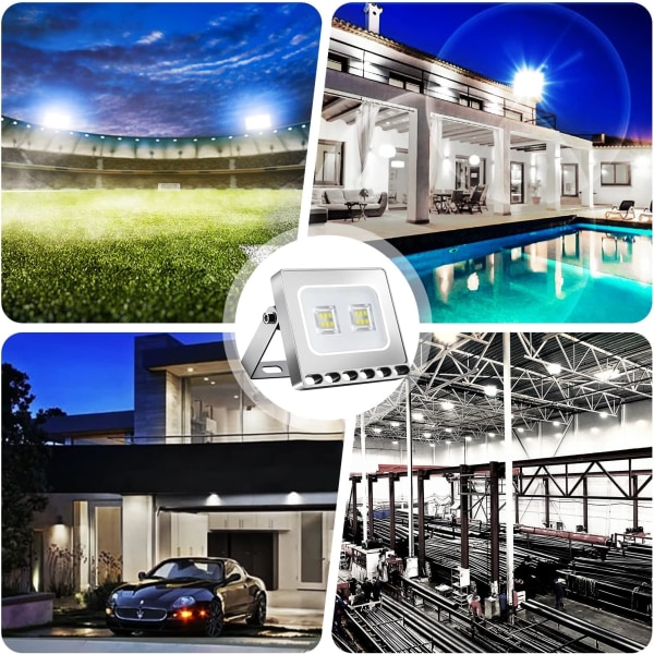 ® 10W LED Flood Light, 1000LM LED Flood Light [Ultra Thin] Cool White 6000K, IP67 Outdoor LED Flood Light, Garden Stadium Garage Warehouse Shop Worksh