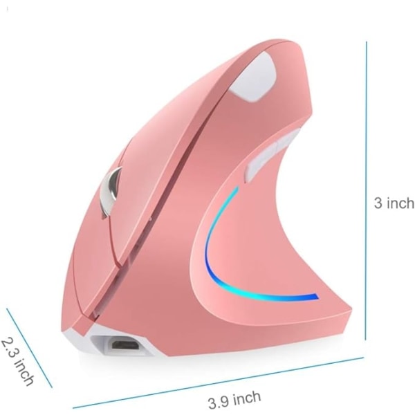 ACY Pink, 2,4 GHz trådlös ergonomisk vertikal mus med 4 justerbara DPI 800/1200/1600/2400, 6 st.