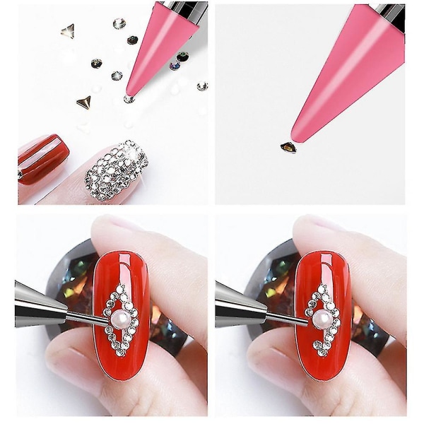 Rhinestone Selection Pen, Double Ended Diamond Ritning Crayon Ädelsten Crystal Selection Penna Nail Ar