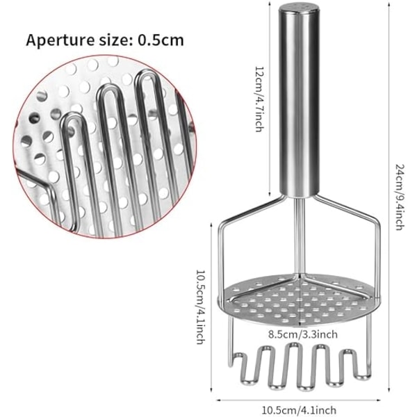 Manuell potatisstötare, potatisstötare i rostfritt stål, potatisstötare för kök, professionell potatis
